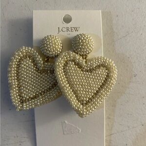 J. Crew Pearl Heart Earrings
